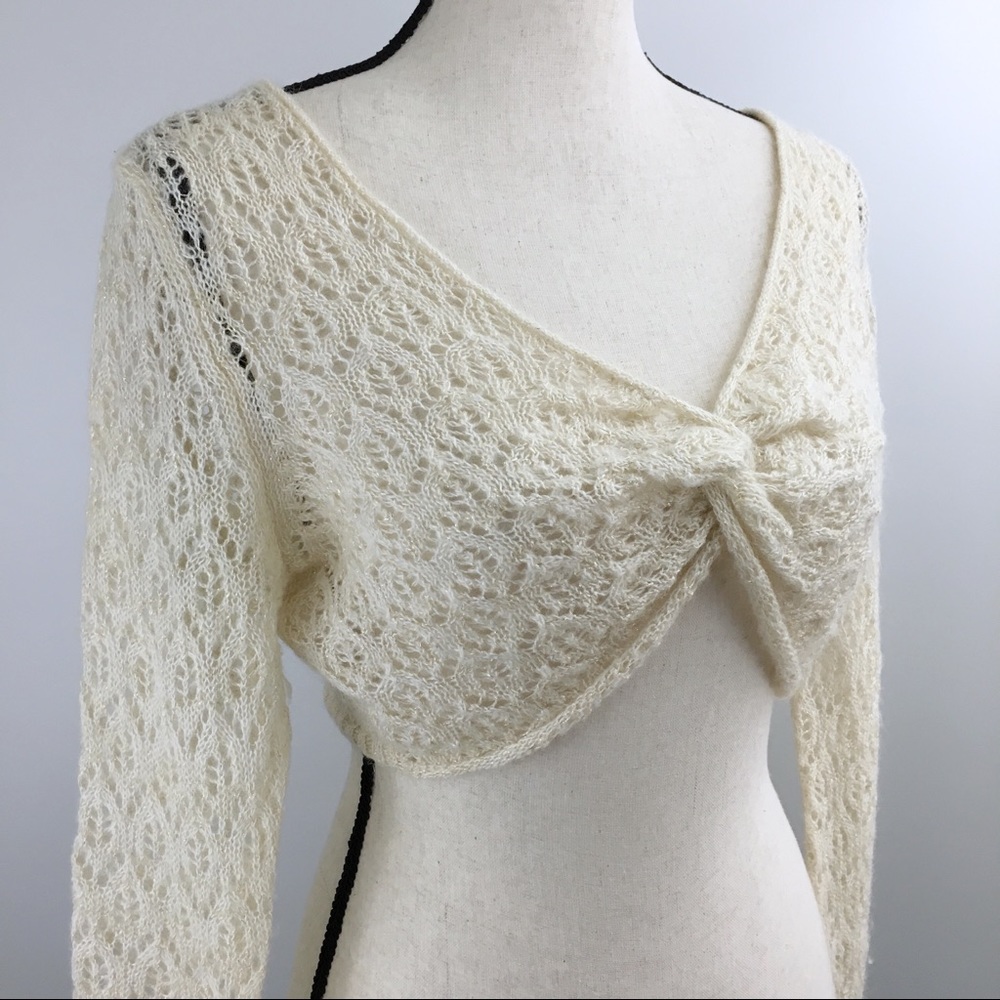 DKNY Knit Gold and Cream Shrug